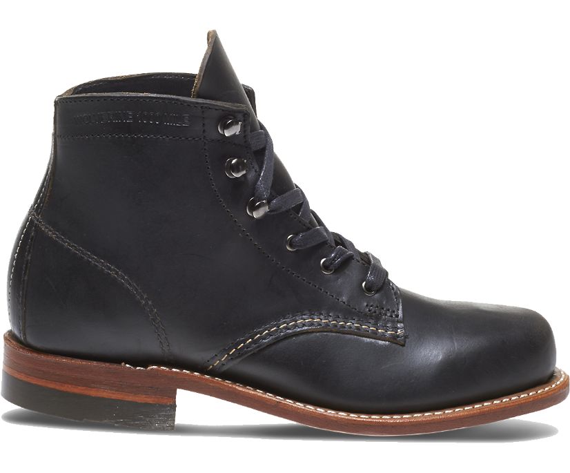 Bottes Wolverine 1000 Mile Plain-Toe Original Femme - Noir (JKC084375)